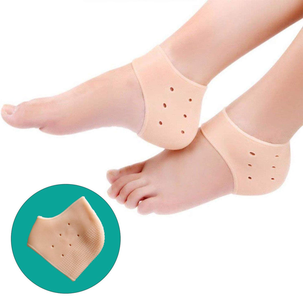 Silicone Heel Protector Sleeves – Gel Heel Cushion for Cracked Heel Care (Pair)