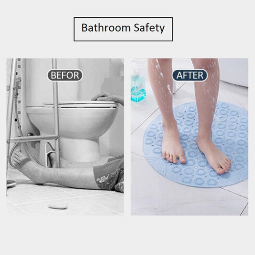 Round Anti Slip Silicone Bath Mat with Suction Cups for Bathroom, Shower & Bathtub, 1 Pc