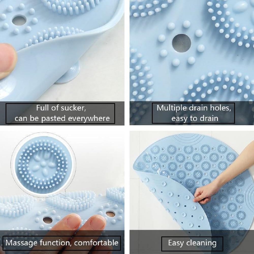 Round Anti Slip Silicone Bath Mat with Suction Cups for Bathroom, Shower & Bathtub, 1 Pc