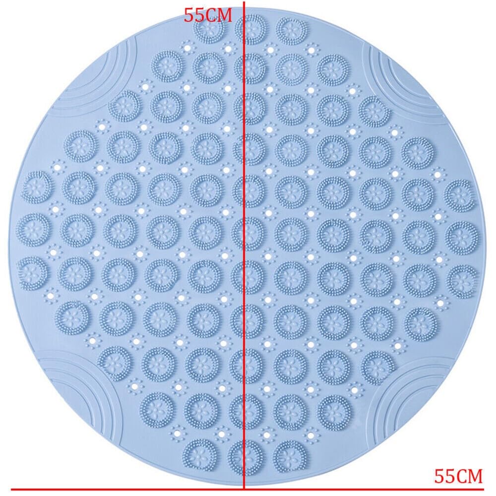 Round Anti Slip Silicone Bath Mat with Suction Cups for Bathroom, Shower & Bathtub, 1 Pc