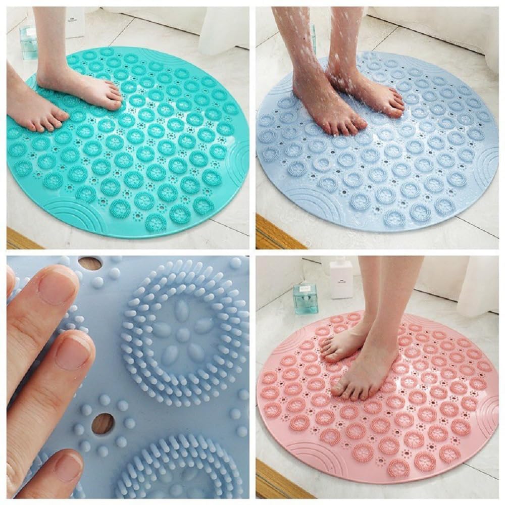 Round Anti Slip Silicone Bath Mat with Suction Cups for Bathroom, Shower & Bathtub, 1 Pc