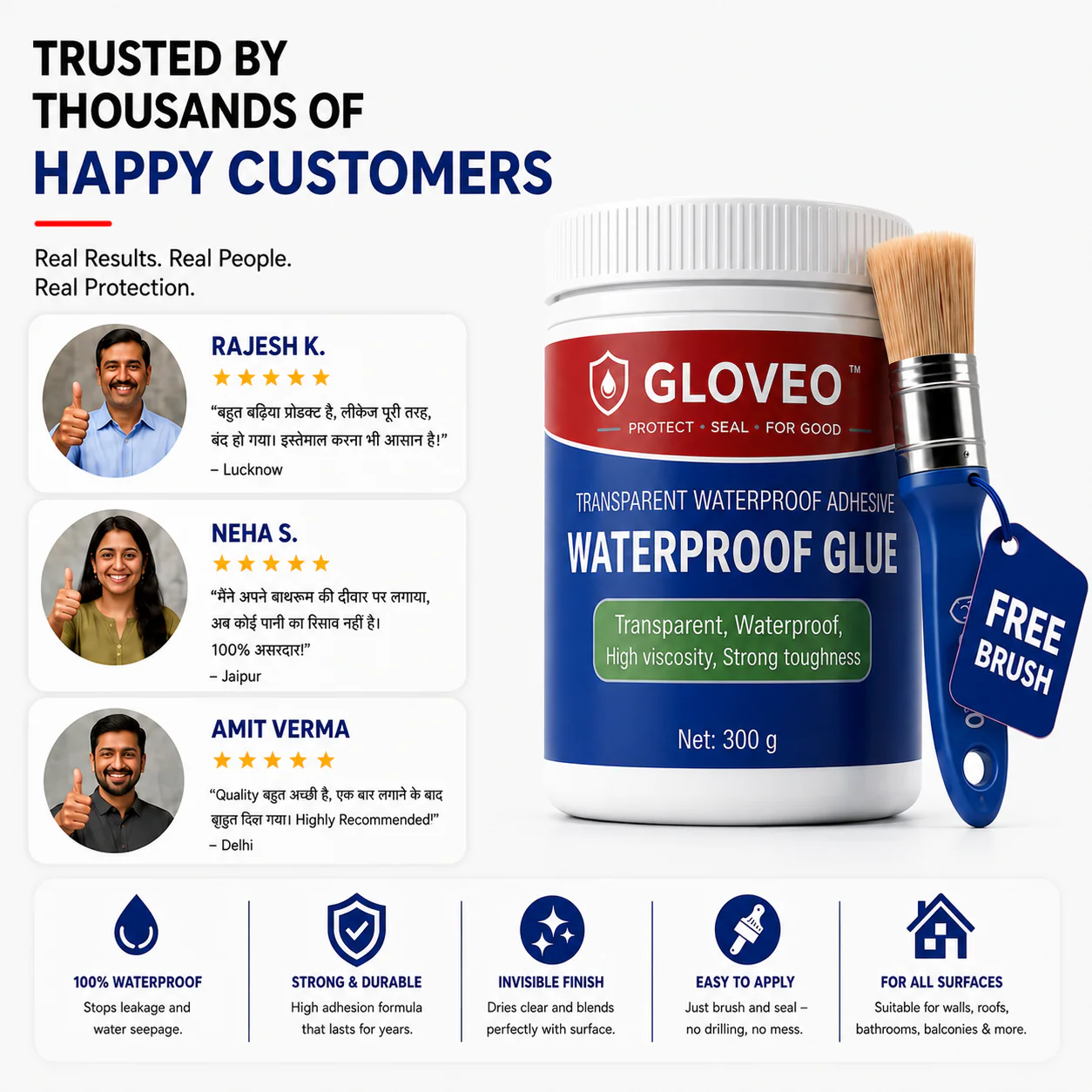 Transparent Waterproof Glue | Free Brush | buy 1 get 1 free