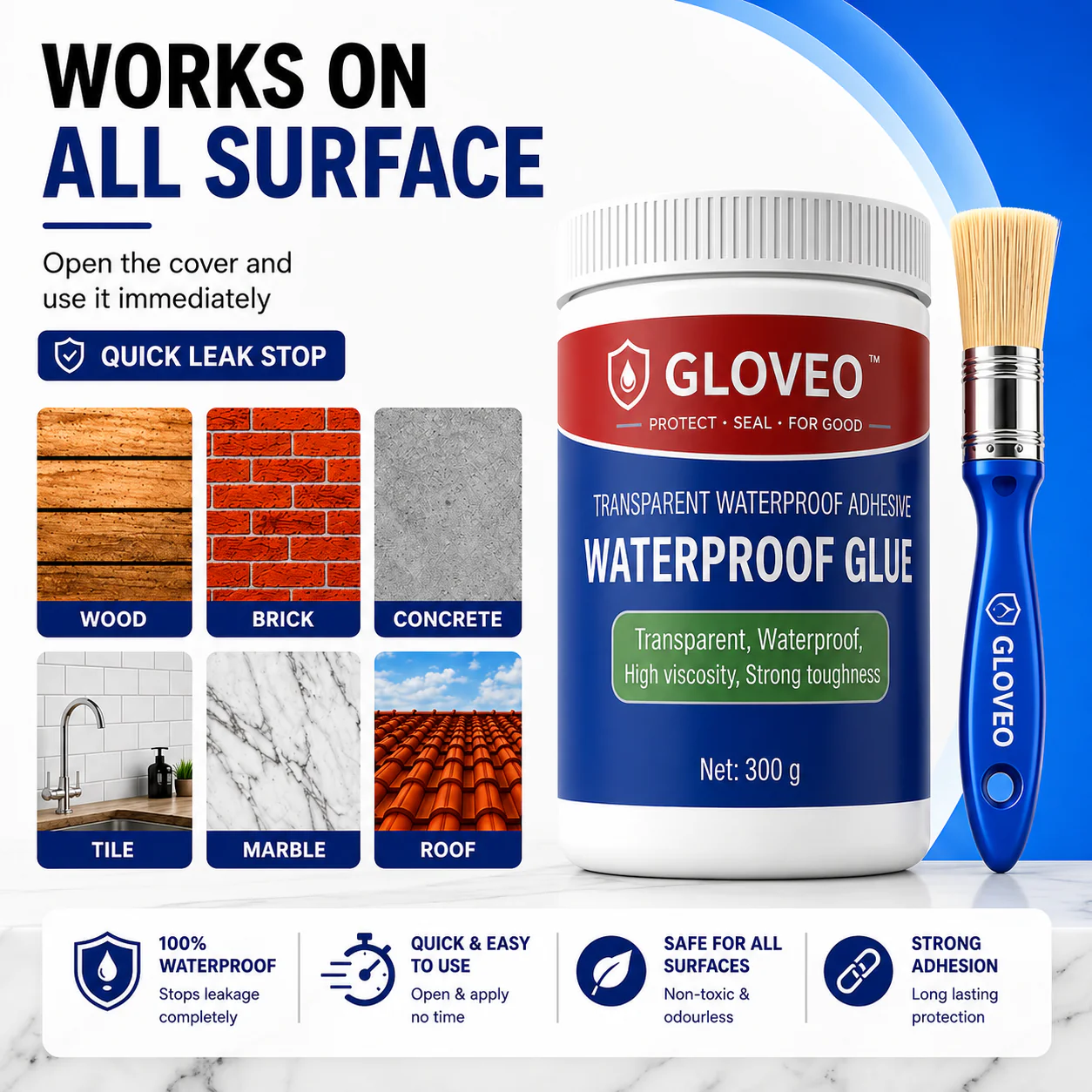 Transparent Waterproof Glue | Free Brush | buy 1 get 1 free